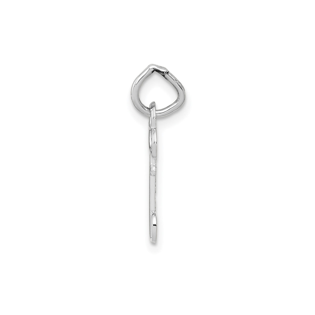 14k White Gold Key Pendant with Clover Top and Letter D Base, Monogram Charm