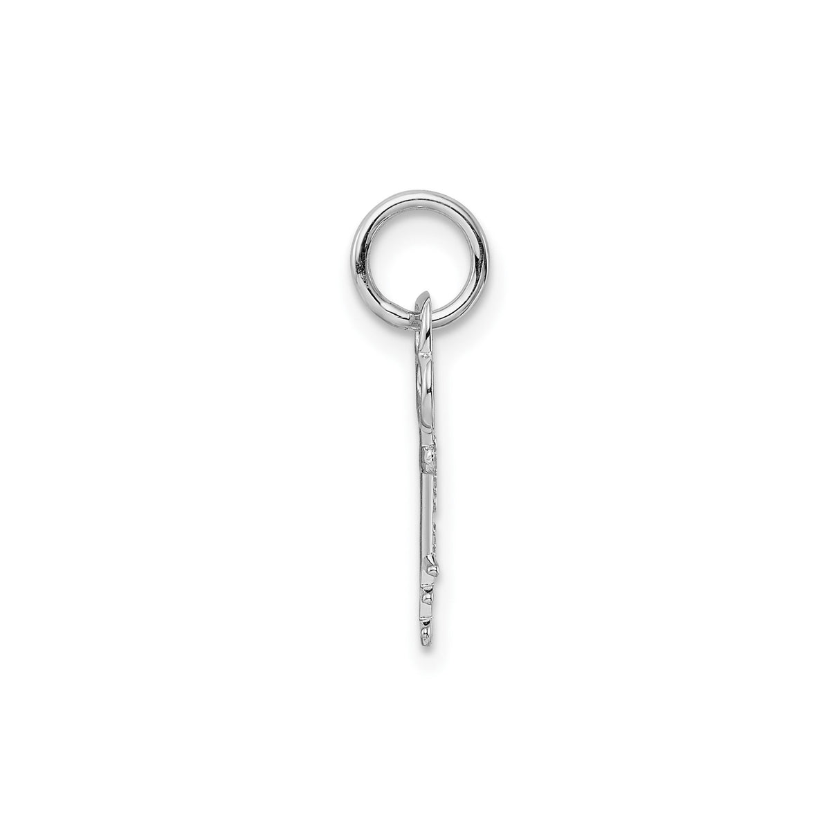14k White Gold Key Pendant Charm with Vintage Skeleton Design