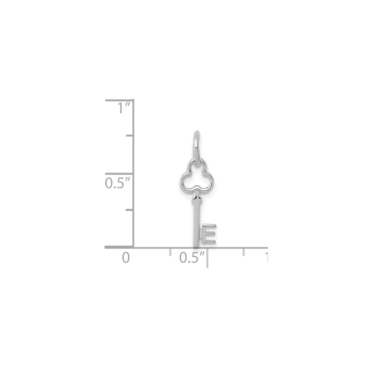 14k White Gold Key Pendant Charm with Vintage Skeleton Design