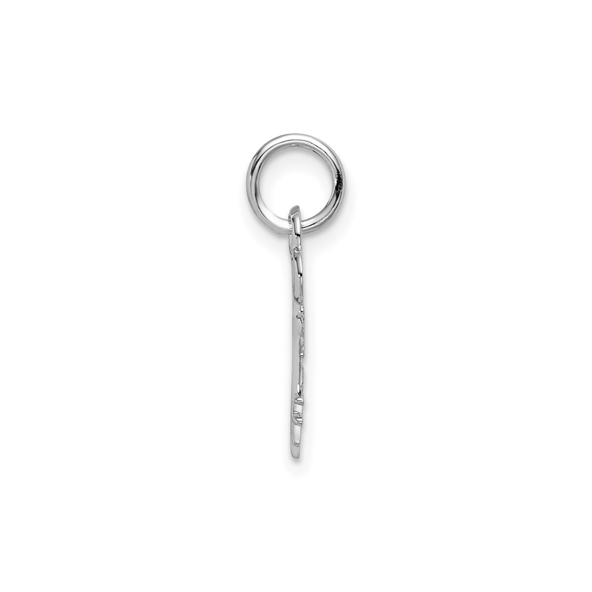 14k White Gold Skeleton Key Pendant with Uppercase Letter F Initial, Unisex Charm