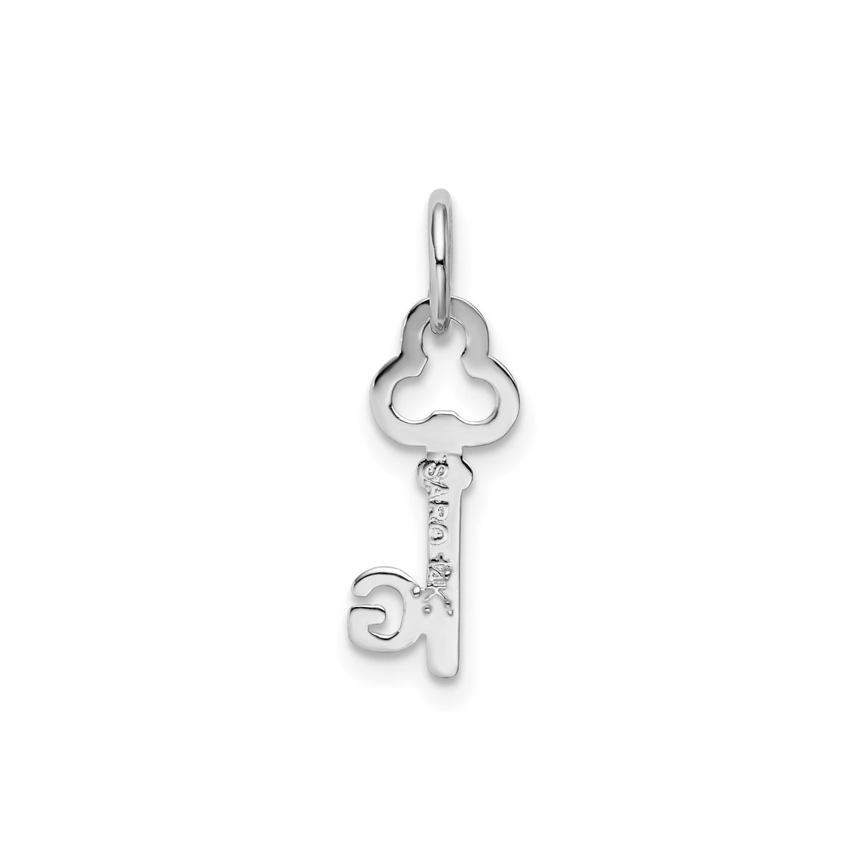 14k White Gold Key Pendant with Uppercase Letter G, Openwork Monogram Charm