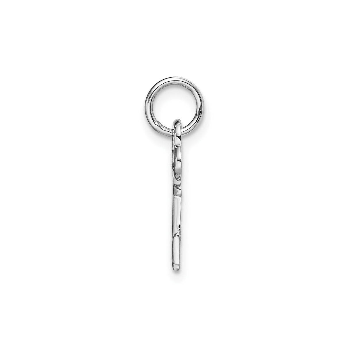 14k White Gold Key Pendant with Openwork Clover Design, Minimalist Symbolic Jewelry for Women