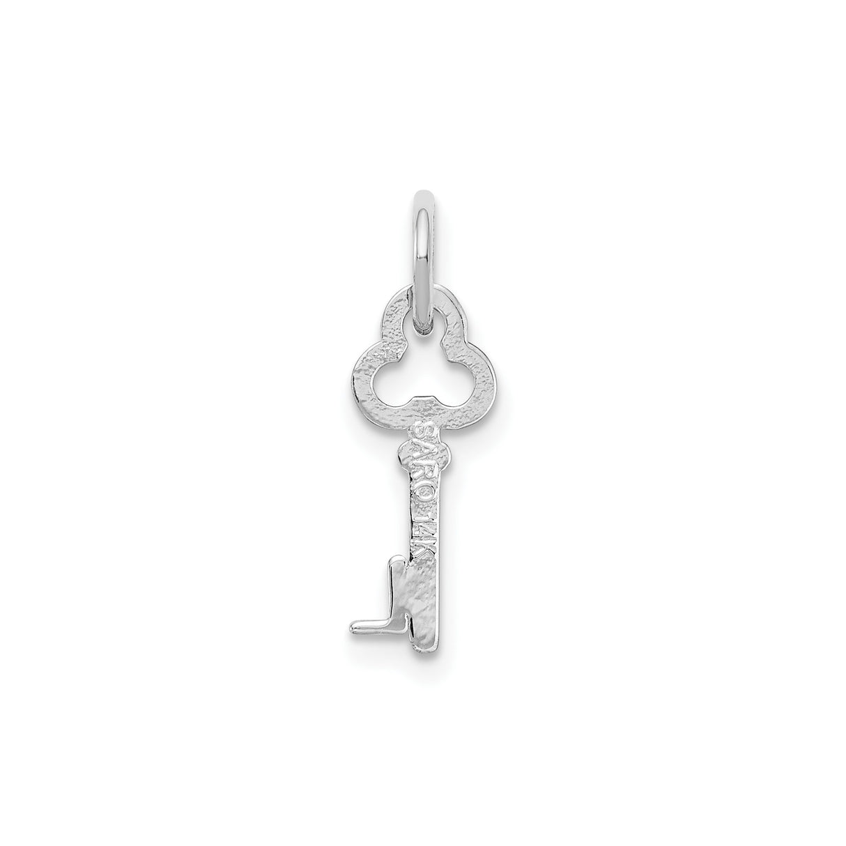 14k White Gold Key Pendant Charm with Vintage Openwork Design