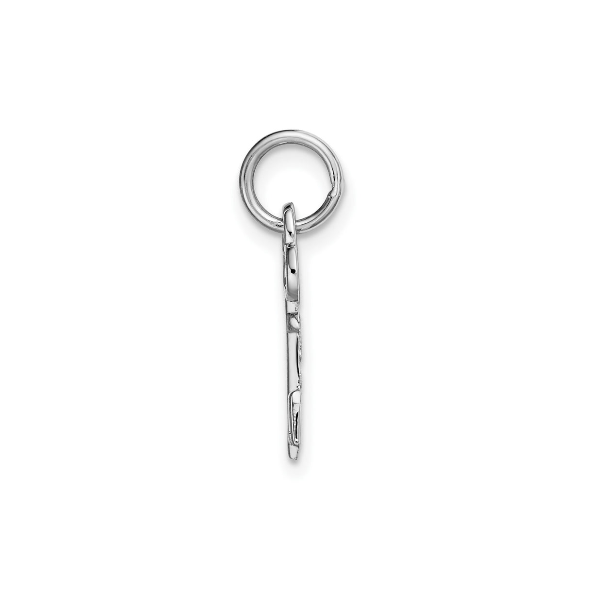 14k White Gold Key Pendant with Uppercase M Initial, Unisex Alphabet Charm
