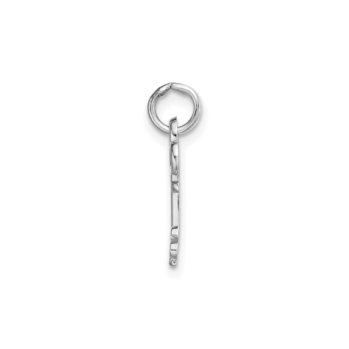 14k White Gold Key Pendant with Trefoil Top and Lowercase S Design