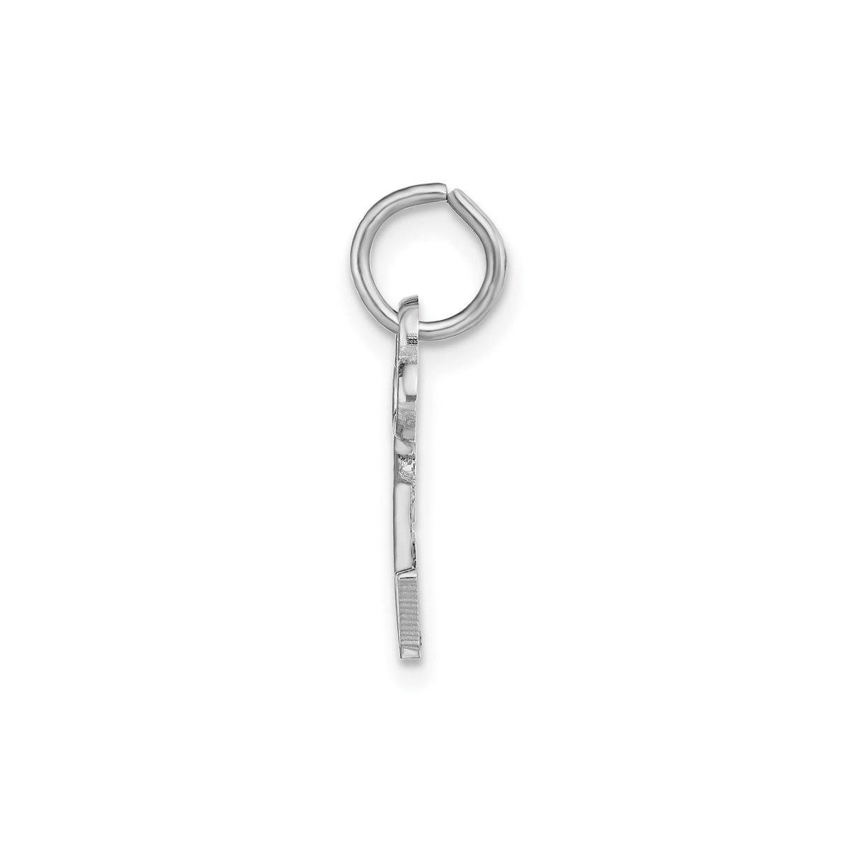 14k White Gold Key Pendant with Heart and Letter L Design