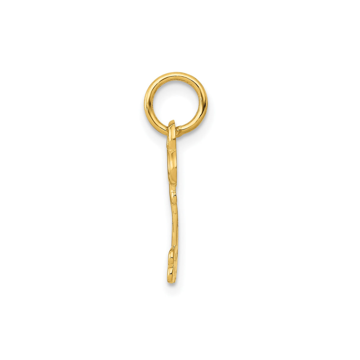 14k Yellow Gold Key Pendant Charm with Uppercase Letter B Monogram Engraving