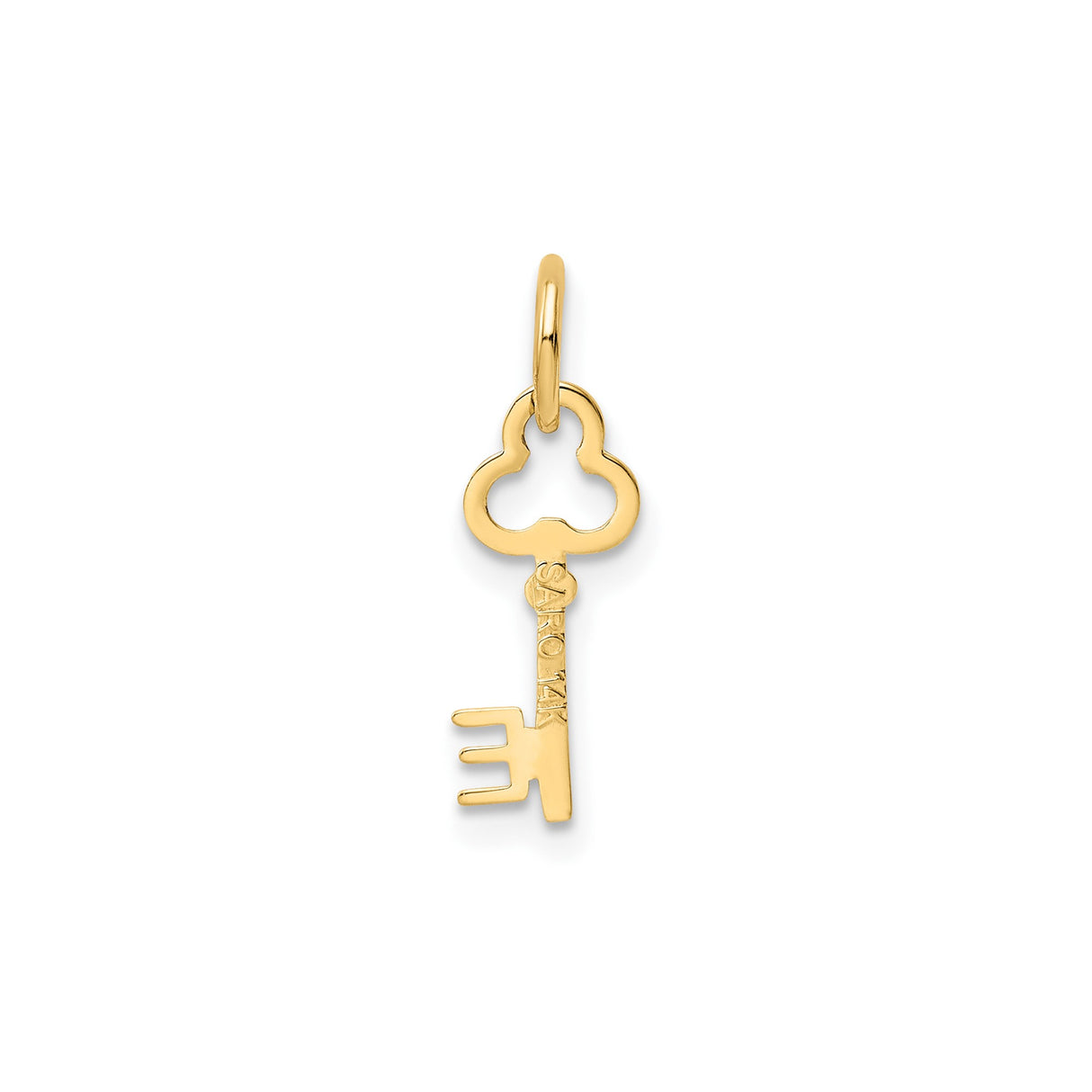 14k Yellow Gold Key Pendant, Vintage Inspired Open Key Charm for Women