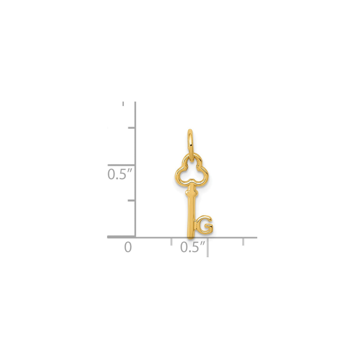 14k Yellow Gold Key Pendant with Clover Bow and Letter G Monogram Charm