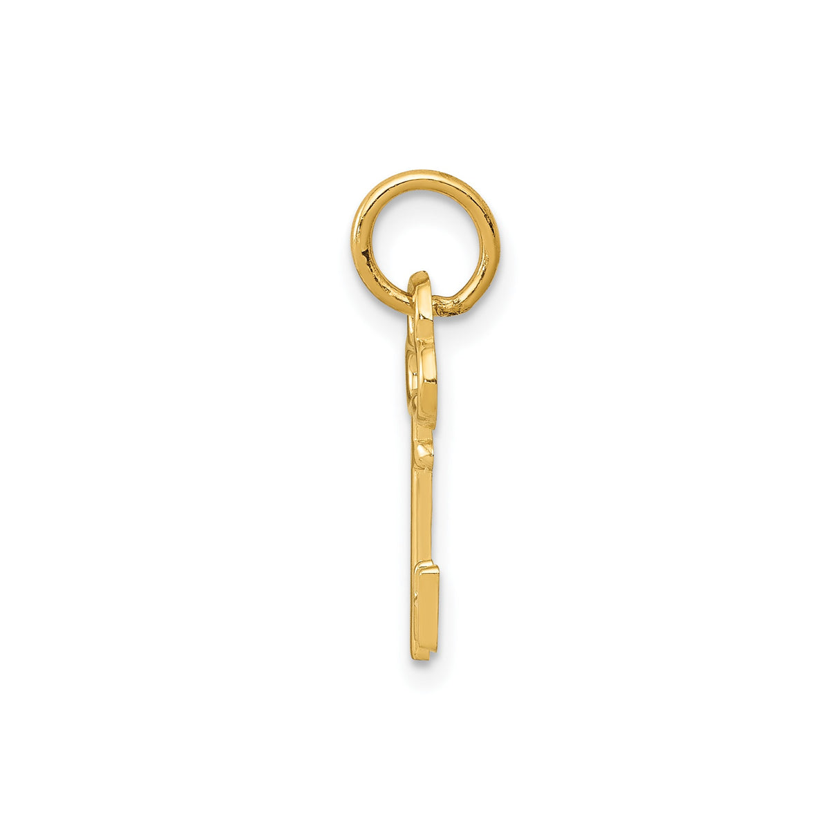 14k Yellow Gold Key Pendant, Vintage Skeleton Key Charm in Classic Design for Women