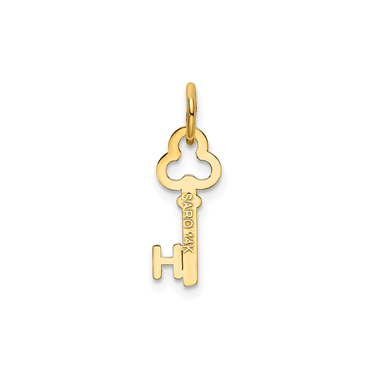 14k Yellow Gold Key Pendant, Vintage Skeleton Key Charm in Classic Design for Women