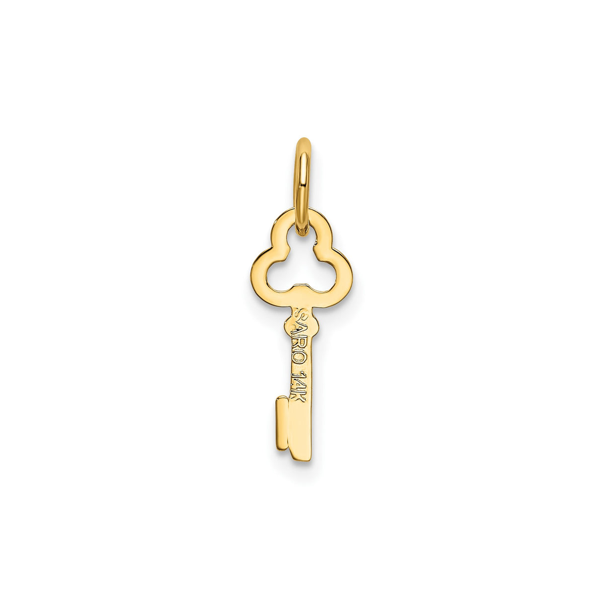 14k Yellow Gold Key Pendant with Vintage Skeleton Design, Solid Gold Charm for Women