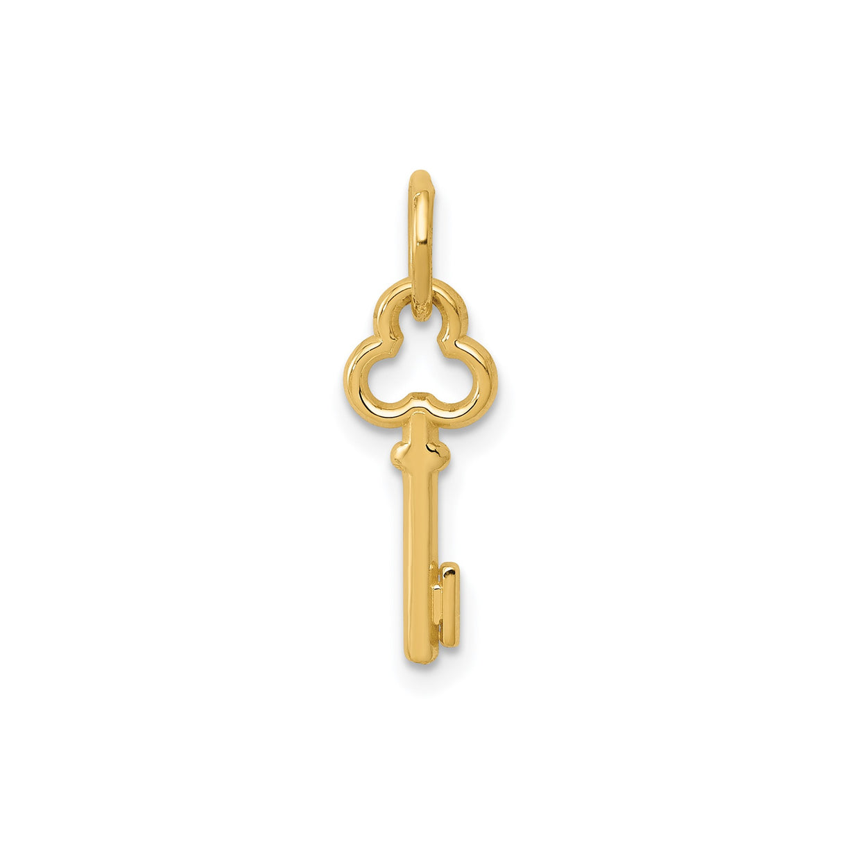 14k Yellow Gold Key Pendant with Vintage Skeleton Design, Solid Gold Charm for Women
