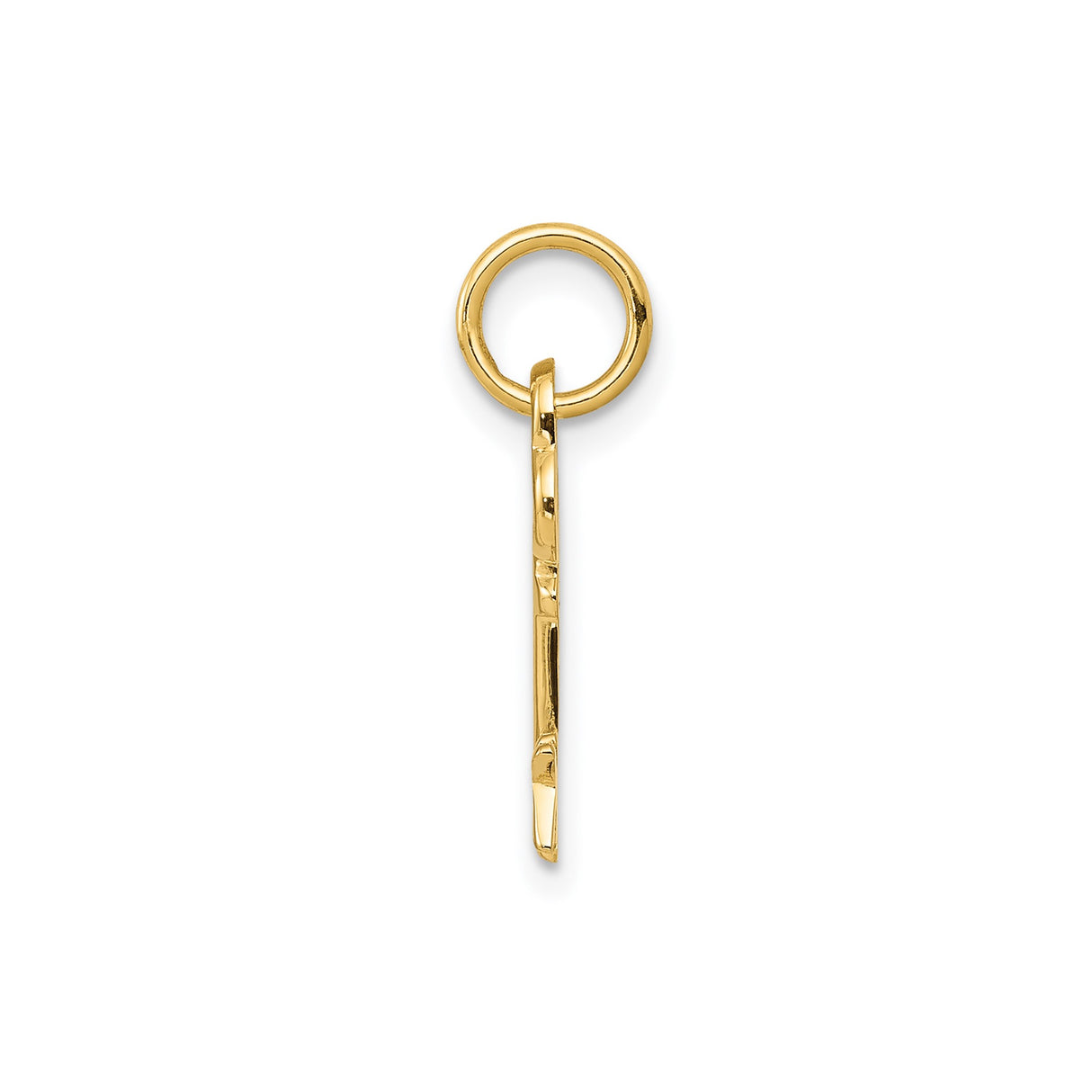 14k Yellow Gold Key Pendant with Openwork Top and Letter K Initial Charm