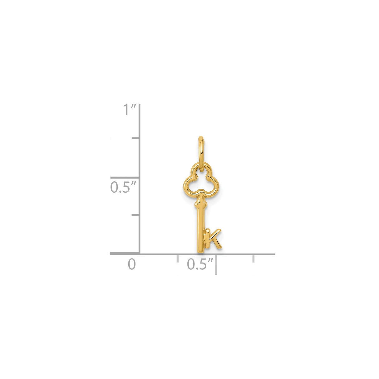 14k Yellow Gold Key Pendant with Openwork Top and Letter K Initial Charm