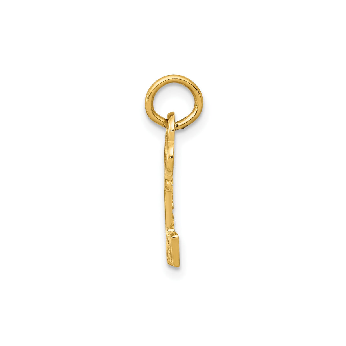 14k Yellow Gold Key Pendant with Openwork Letter M Design, Monogram Initial Charm for Women