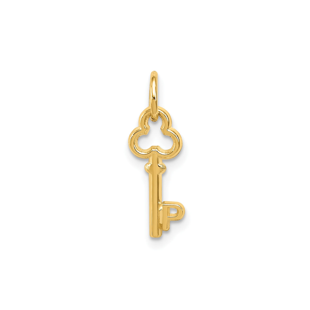 14k Yellow Gold Key Pendant with Vintage Skeleton Design, Womens Sentimental Charm Jewelry