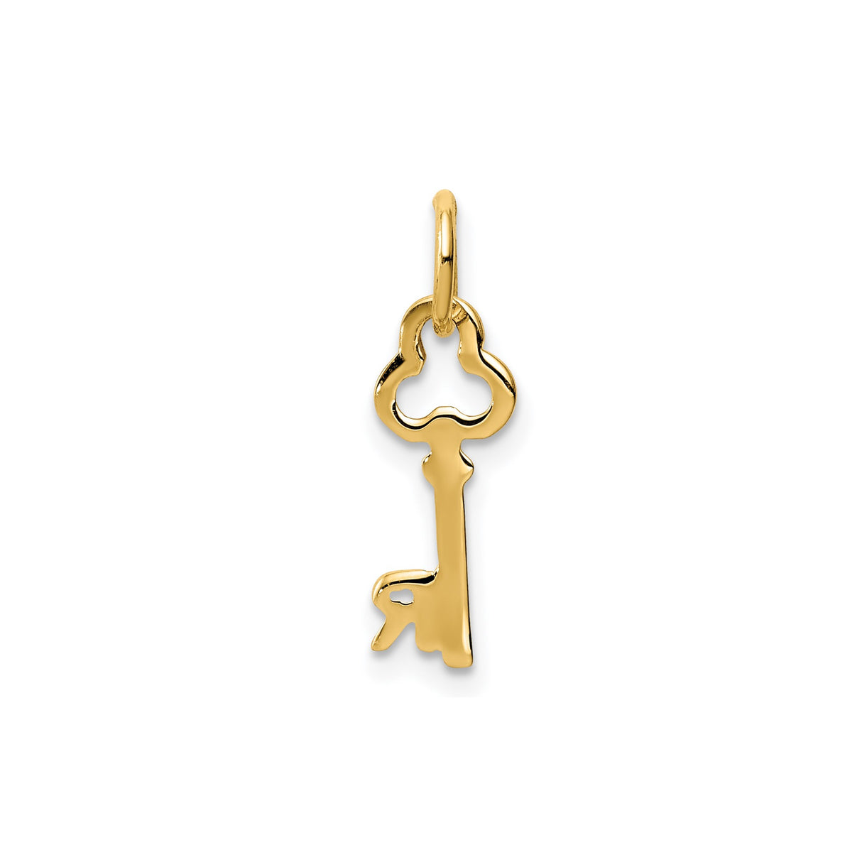 14k Yellow Gold Key Pendant with Letter R, Ornate Skeleton Key Charm