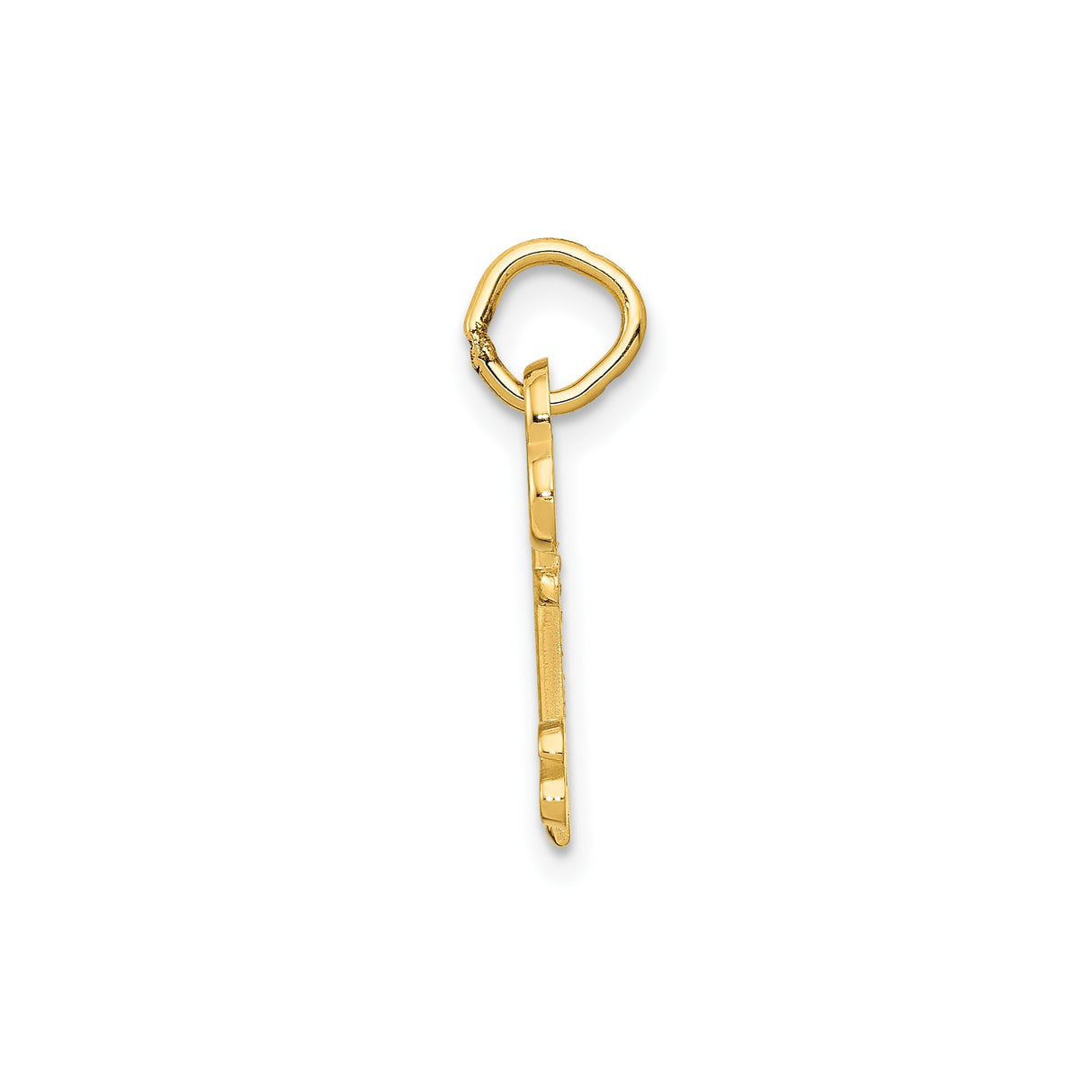 14k Yellow Gold Key Pendant with Clover Top and Letter S Monogram Charm