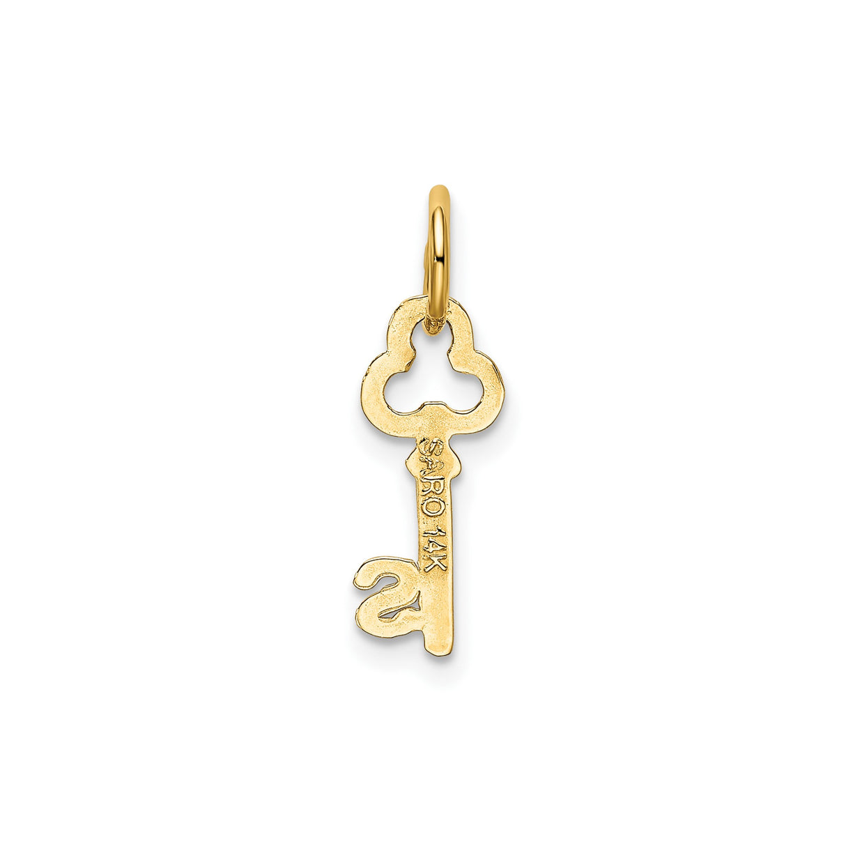 14k Yellow Gold Key Pendant with Clover Top and Letter S Monogram Charm