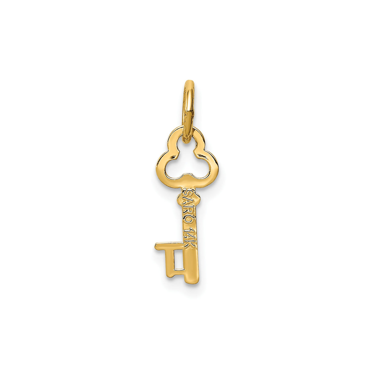 14k Yellow Gold Skeleton Key Pendant Charm, Vintage Inspired Symbolic Jewelry for Women