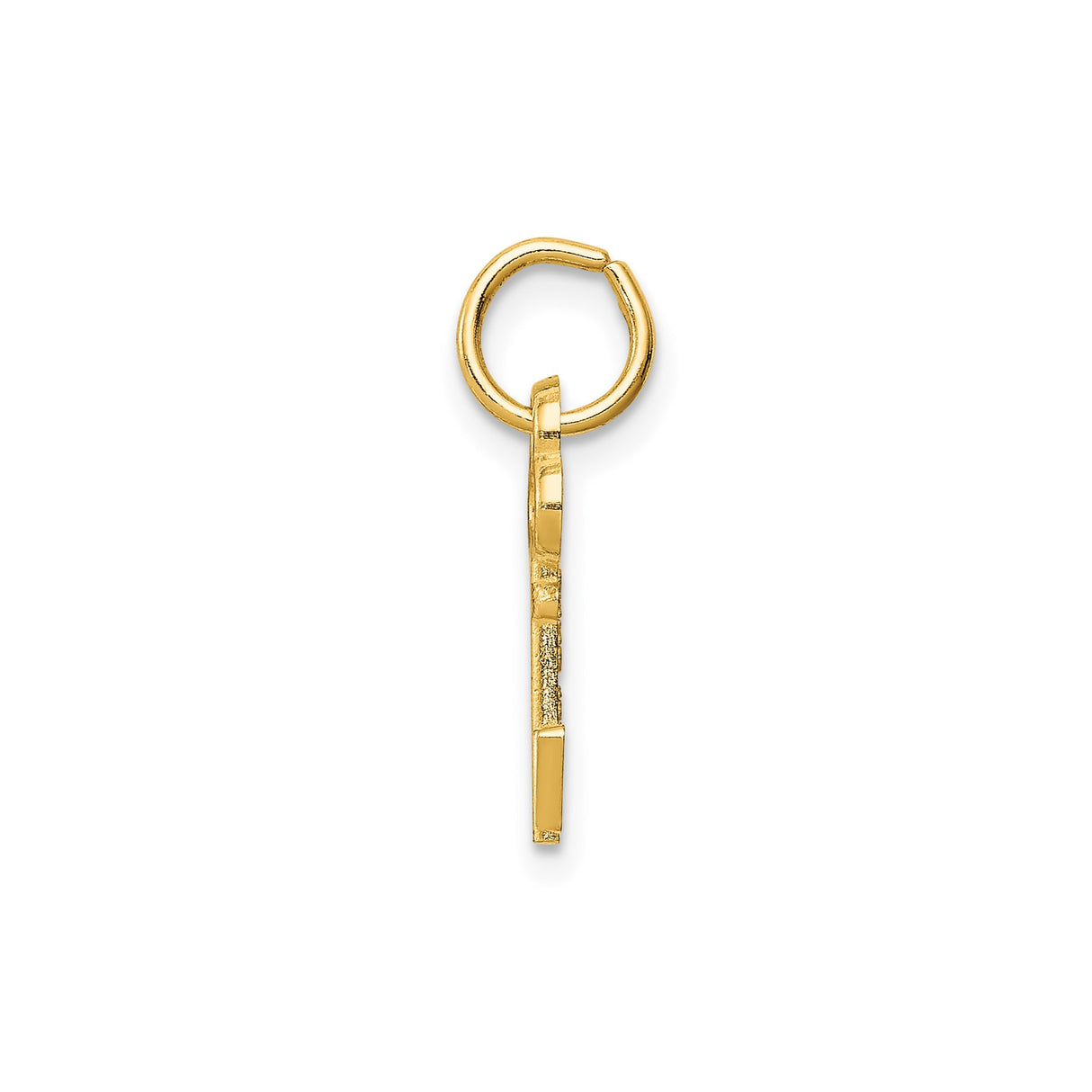 14k Yellow Gold Key Pendant with Ornate Bow and Roman Numeral IV Design