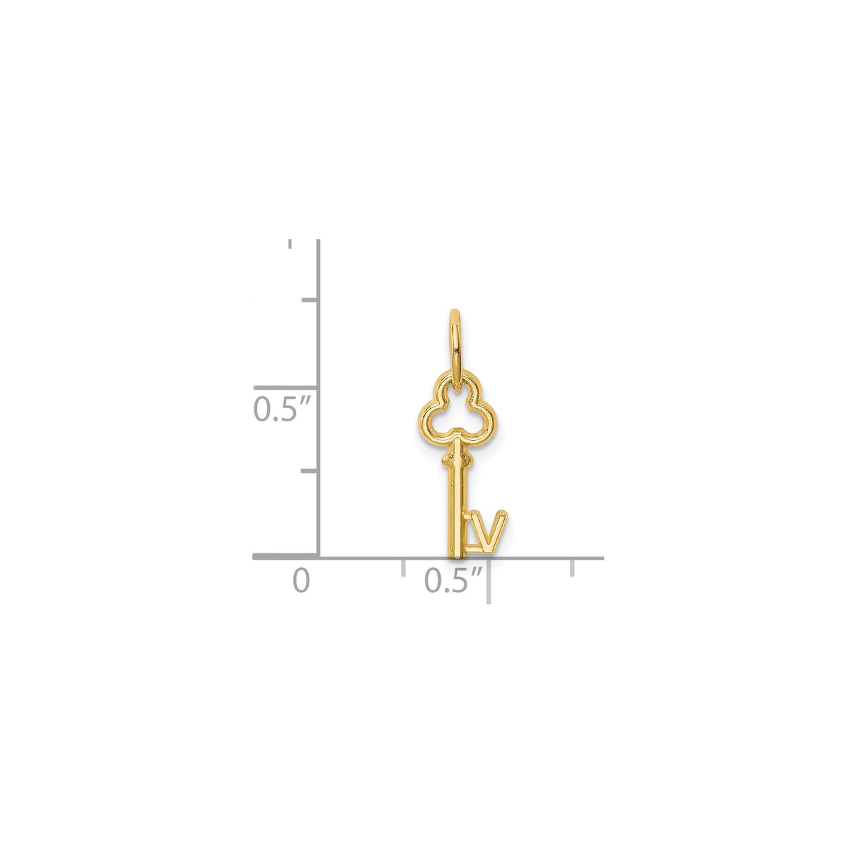 14k Yellow Gold Key Pendant with Ornate Bow and Roman Numeral IV Design