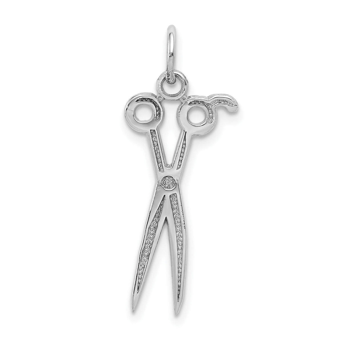 14k White Gold Scissors Pendant, Artistic Haircutting Tool Charm for Hairstylists and Barbers