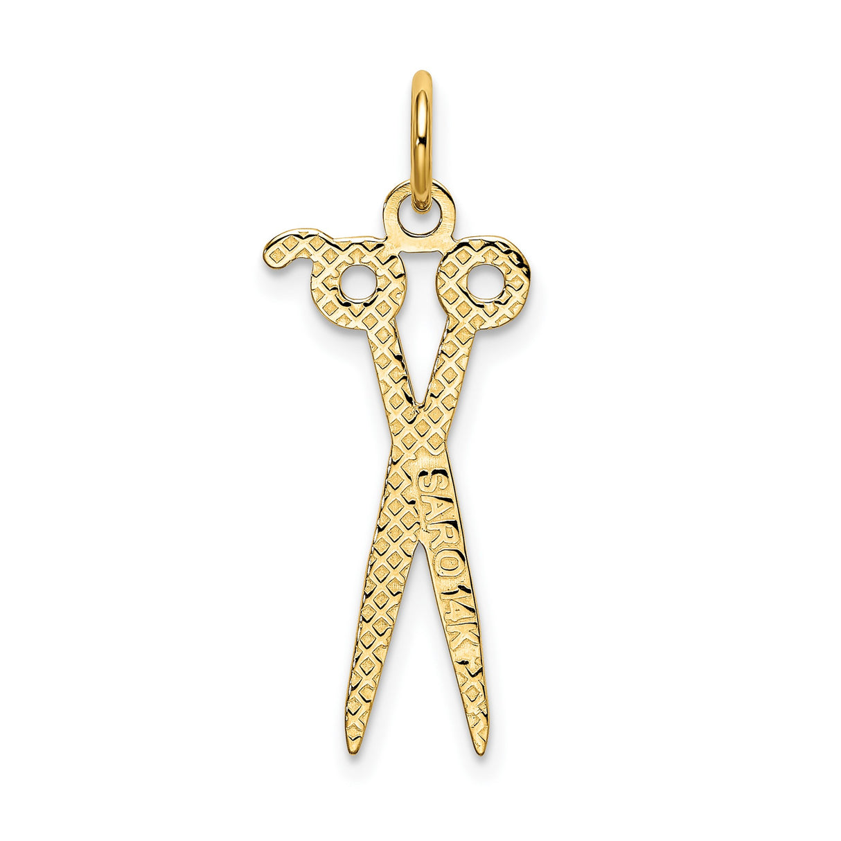 14k Yellow Gold Scissors Pendant Charm, Miniature Design Symbolizing Creativity and Craftsmanship