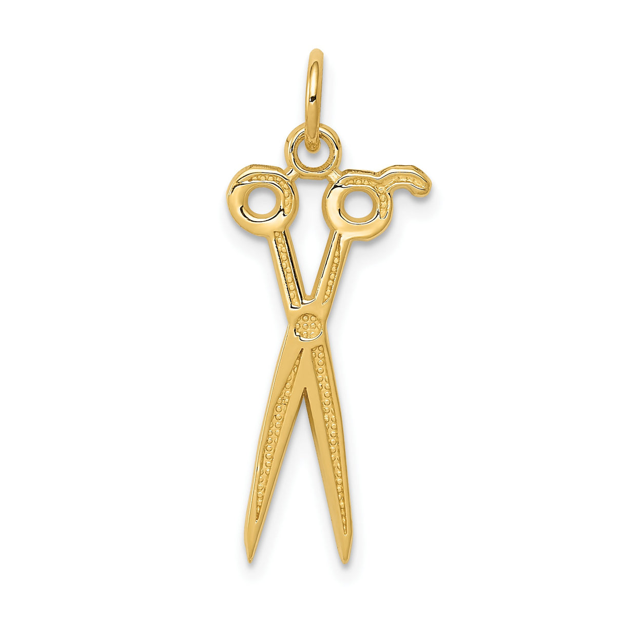 14k Yellow Gold Scissors Pendant Charm, Miniature Design Symbolizing Creativity and Craftsmanship