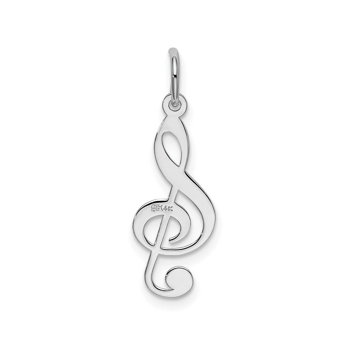 14k White Gold Treble Clef Pendant, Polished Musical Symbol Charm for Women and Men