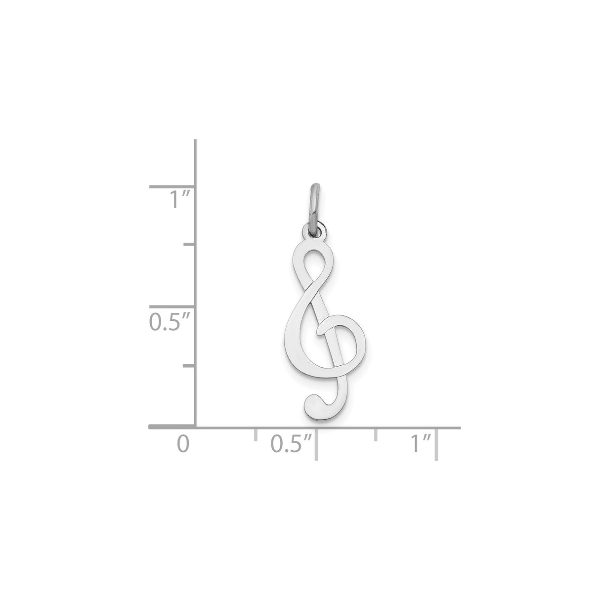 14k White Gold Treble Clef Pendant, Polished Musical Symbol Charm for Women and Men