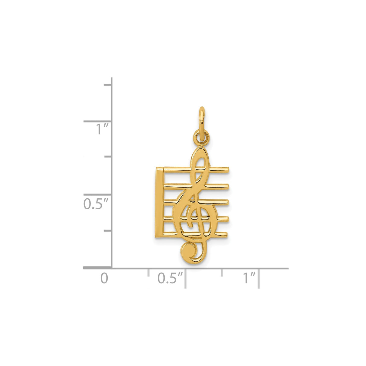 14k Yellow Gold Music Pendant with Treble Clef and Staff Design