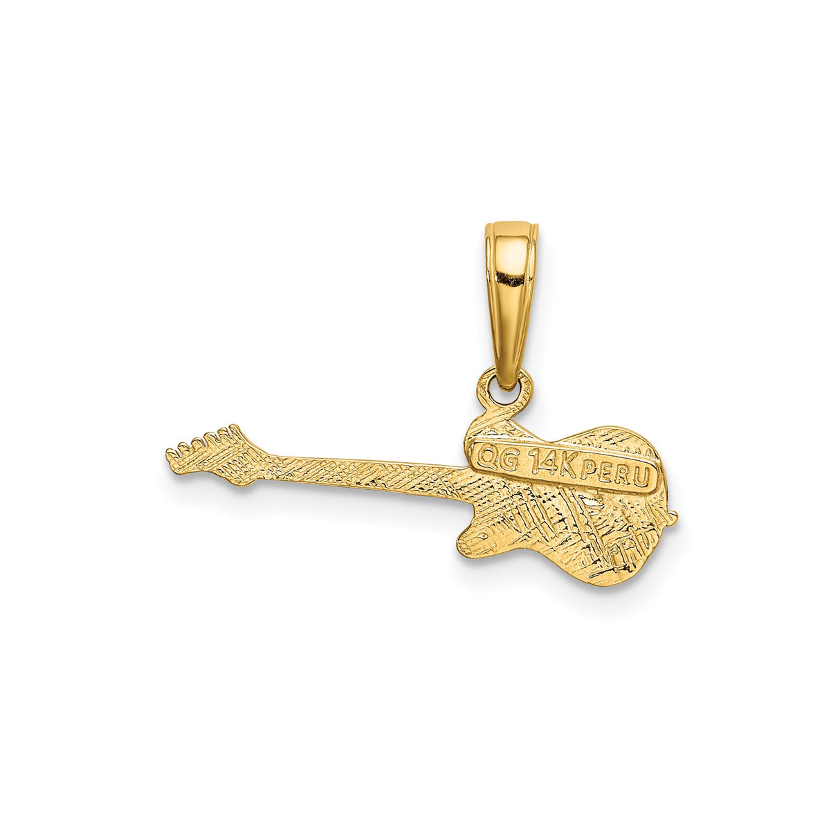 14k Yellow Gold Electric Guitar Pendant, Detailed Rock Style Music Charm, Unisex Jewelry
