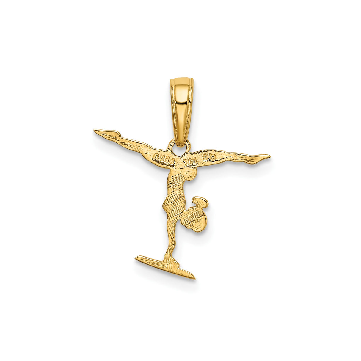 14k Yellow Gold Gymnast Pendant with Female Handstand on Balance Beam