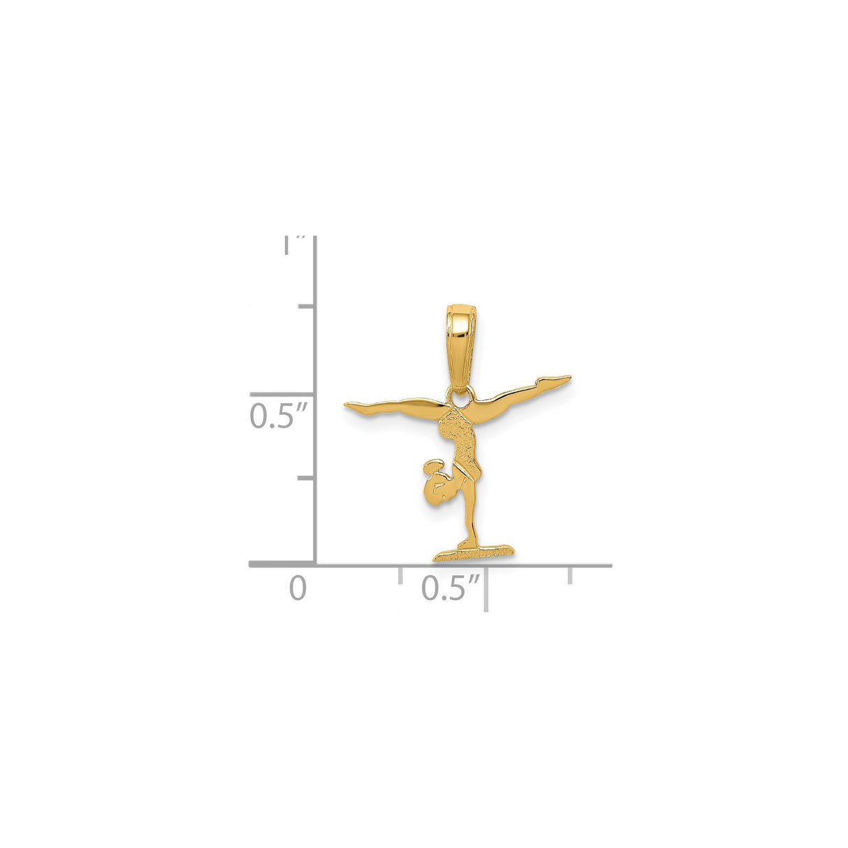 14k Yellow Gold Gymnast Pendant with Female Handstand on Balance Beam