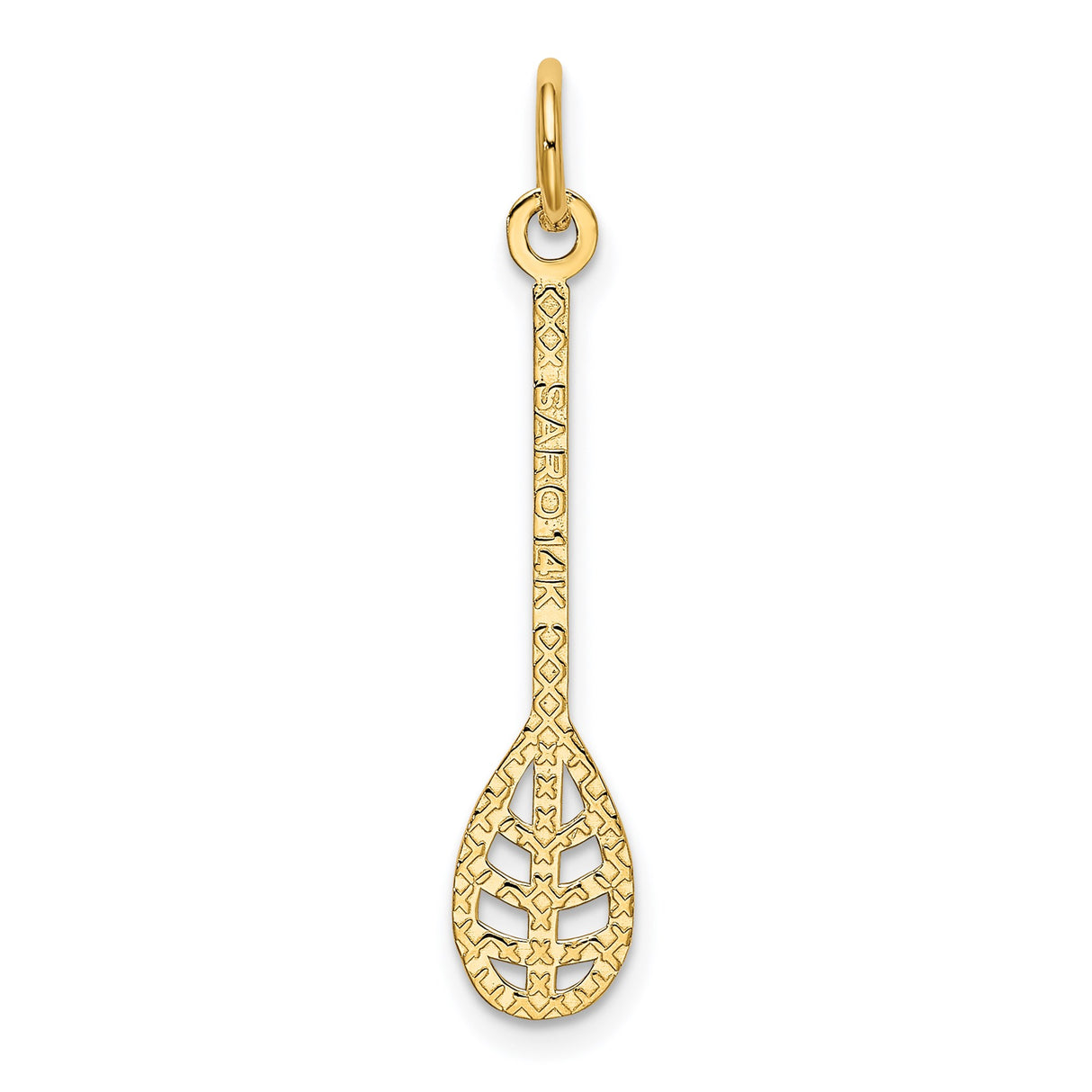 14k Yellow Gold Lacrosse Stick Pendant Charm with Openwork Design