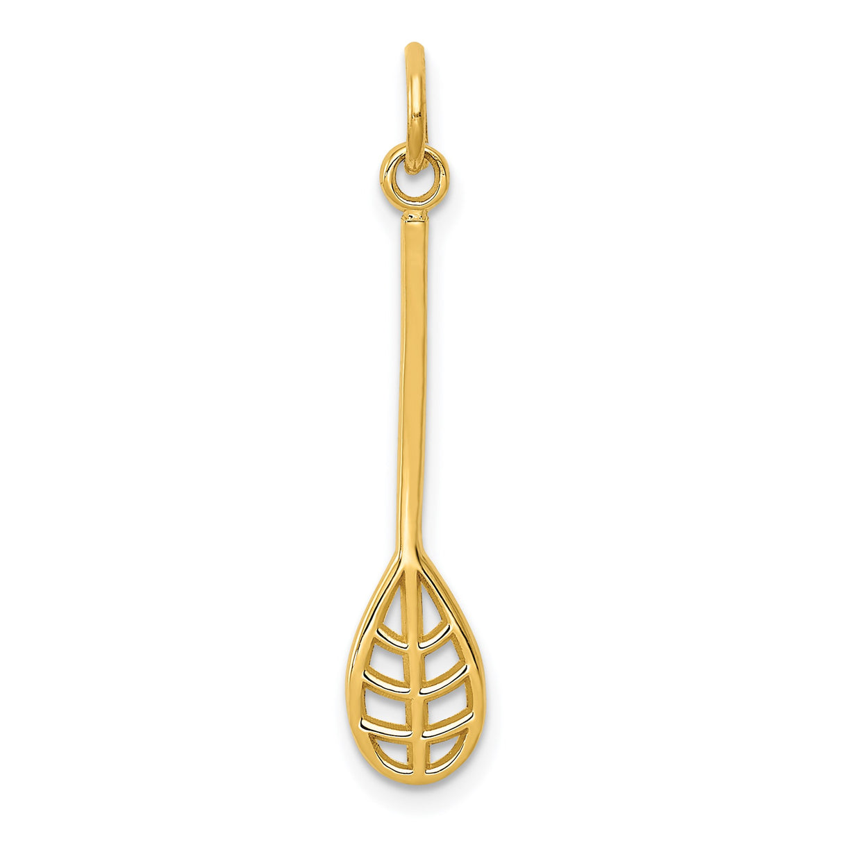 14k Yellow Gold Lacrosse Stick Pendant Charm with Openwork Design