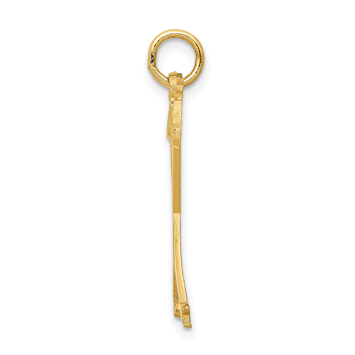 14k Yellow Gold Pendant with Crossed Ski Poles, Winter Sports Charm for Skiers