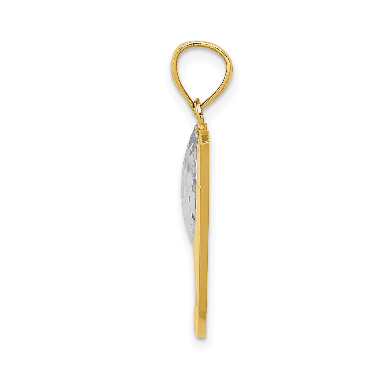 14k Yellow and Rhodium Gold Golf Club Pendant with Textured Ball and Tee Detailing