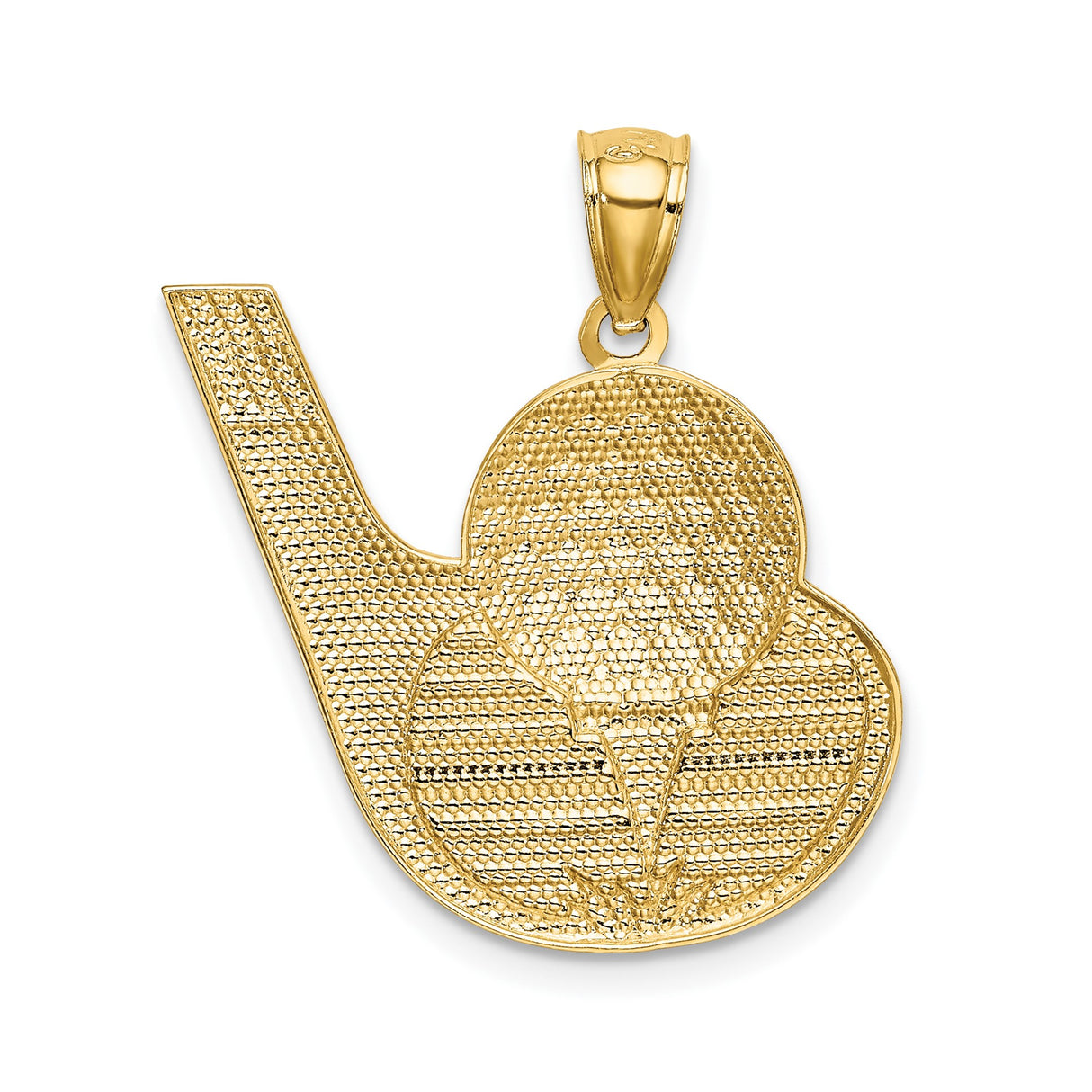 14k Yellow and Rhodium Gold Golf Club Pendant with Textured Ball and Tee Detailing
