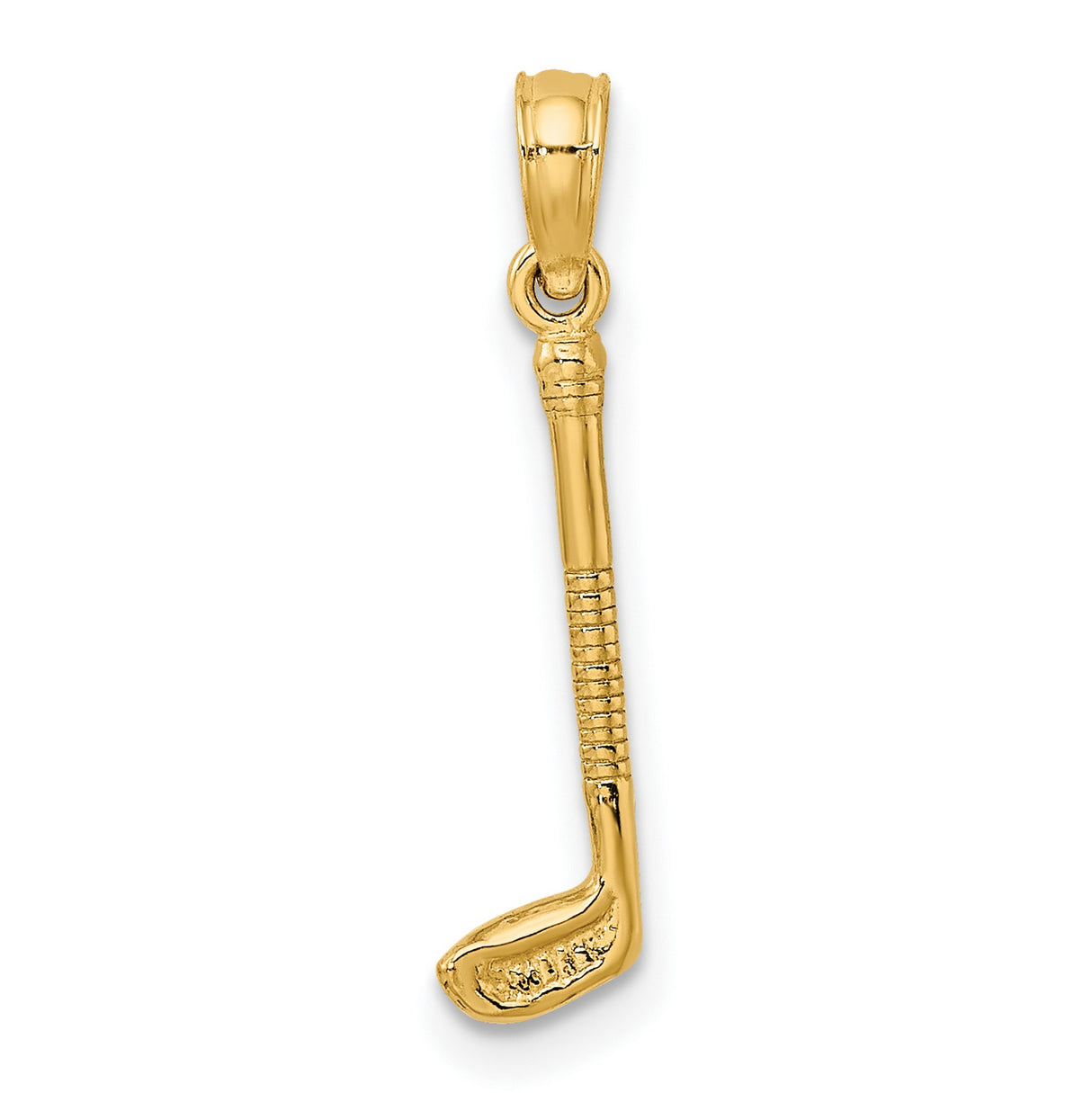 14k Yellow Gold Golf Club Pendant with Detailed Grip Design, Sport Theme Charm for Men or Women