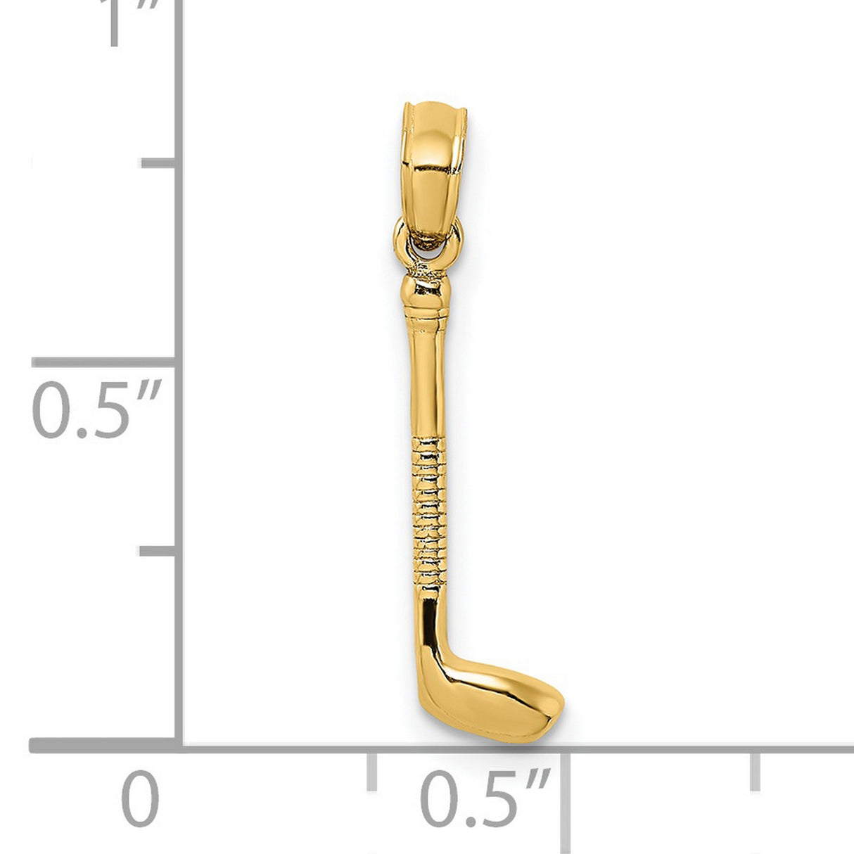 14k Yellow Gold Golf Club Pendant with Detailed Grip Design, Sport Theme Charm for Men or Women