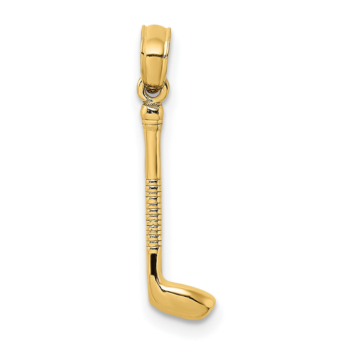 14k Yellow Gold Golf Club Pendant with Detailed Grip Design, Sport Theme Charm for Men or Women