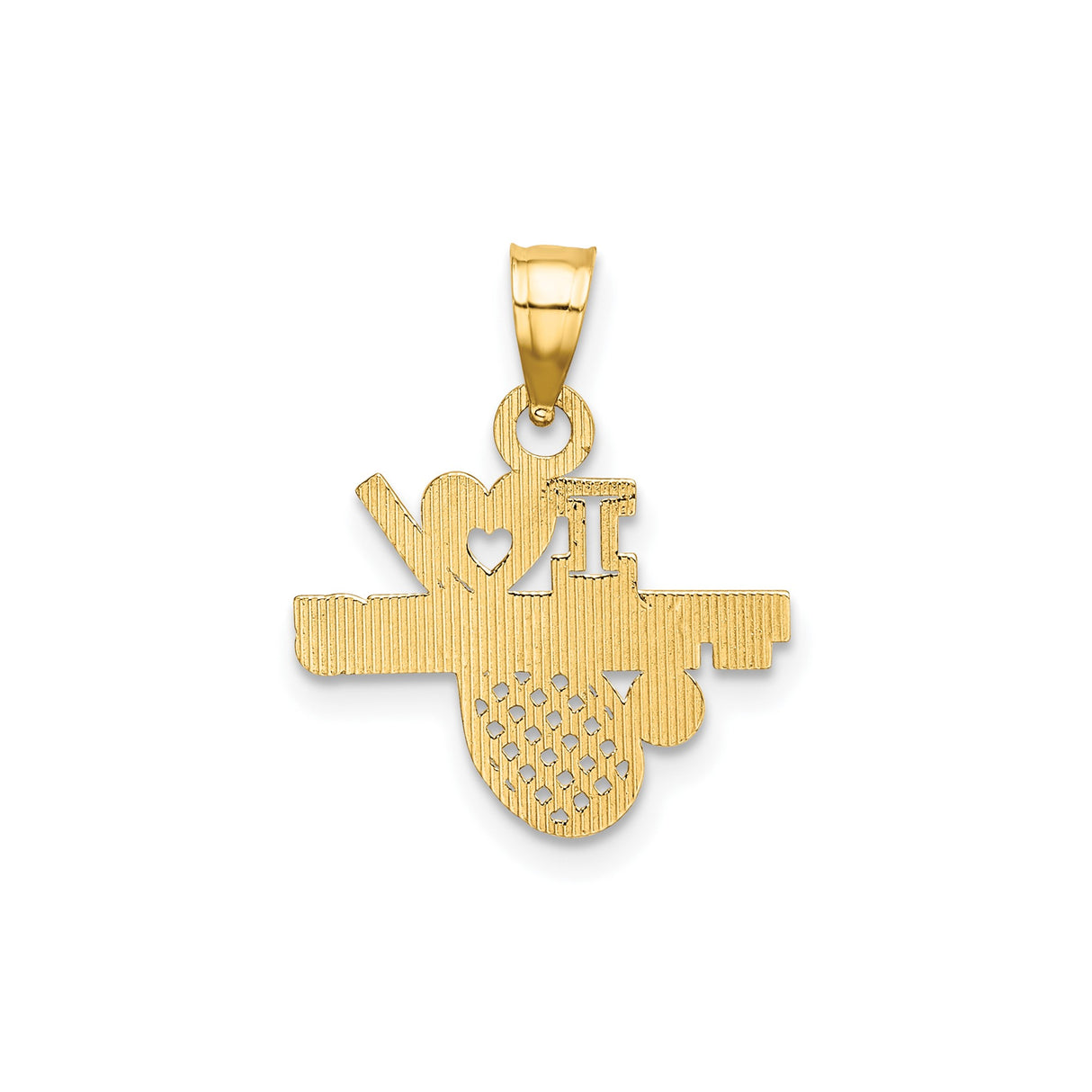 14k Yellow Gold Tennis Pendant with Heart Racket and Ball Design, Unisex Sports Charm