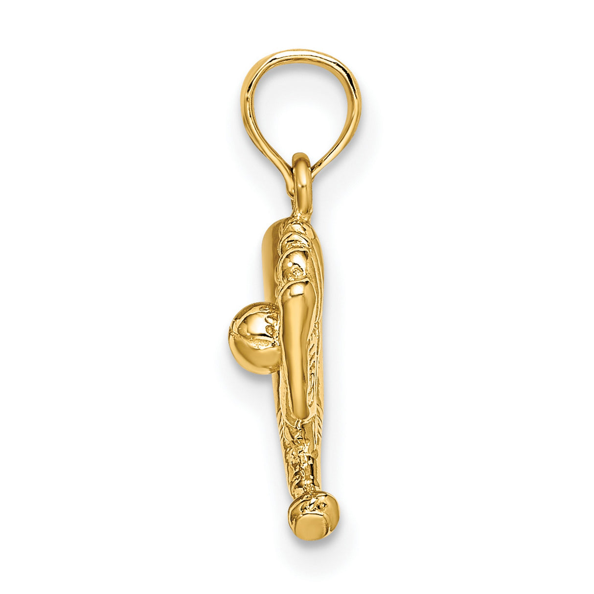14k Yellow Gold Baseball Glove and Bat Pendant Charm, Unisex Sports Jewelry