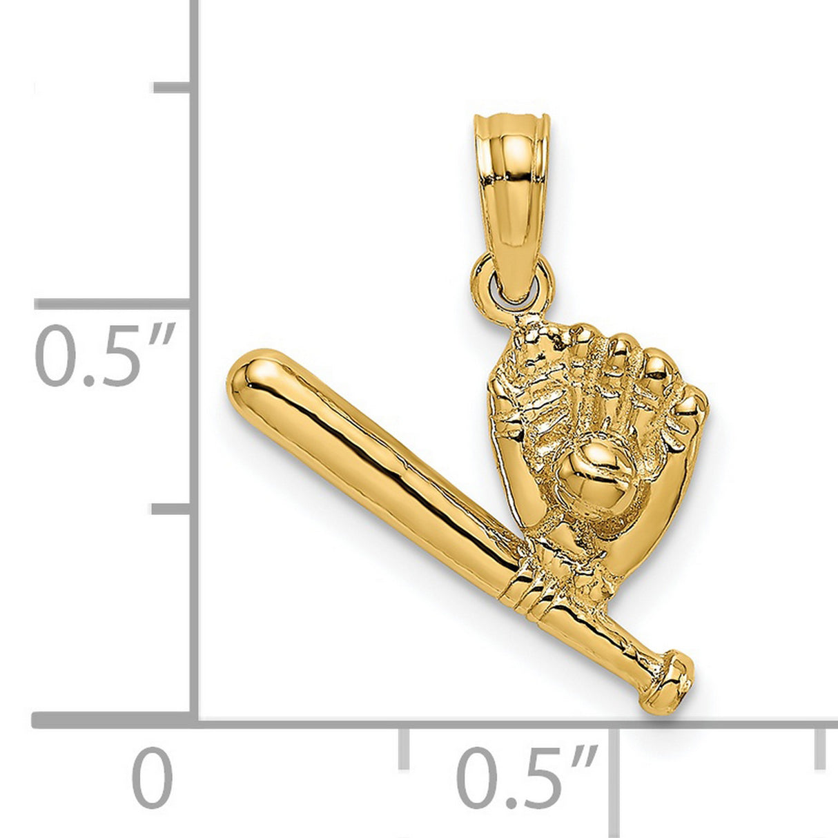 14k Yellow Gold Baseball Glove and Bat Pendant Charm, Unisex Sports Jewelry