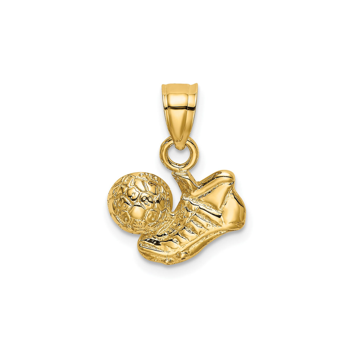 14k Yellow Gold Soccer Pendant with Detailed Cleat and Ball Design, Sports Charm