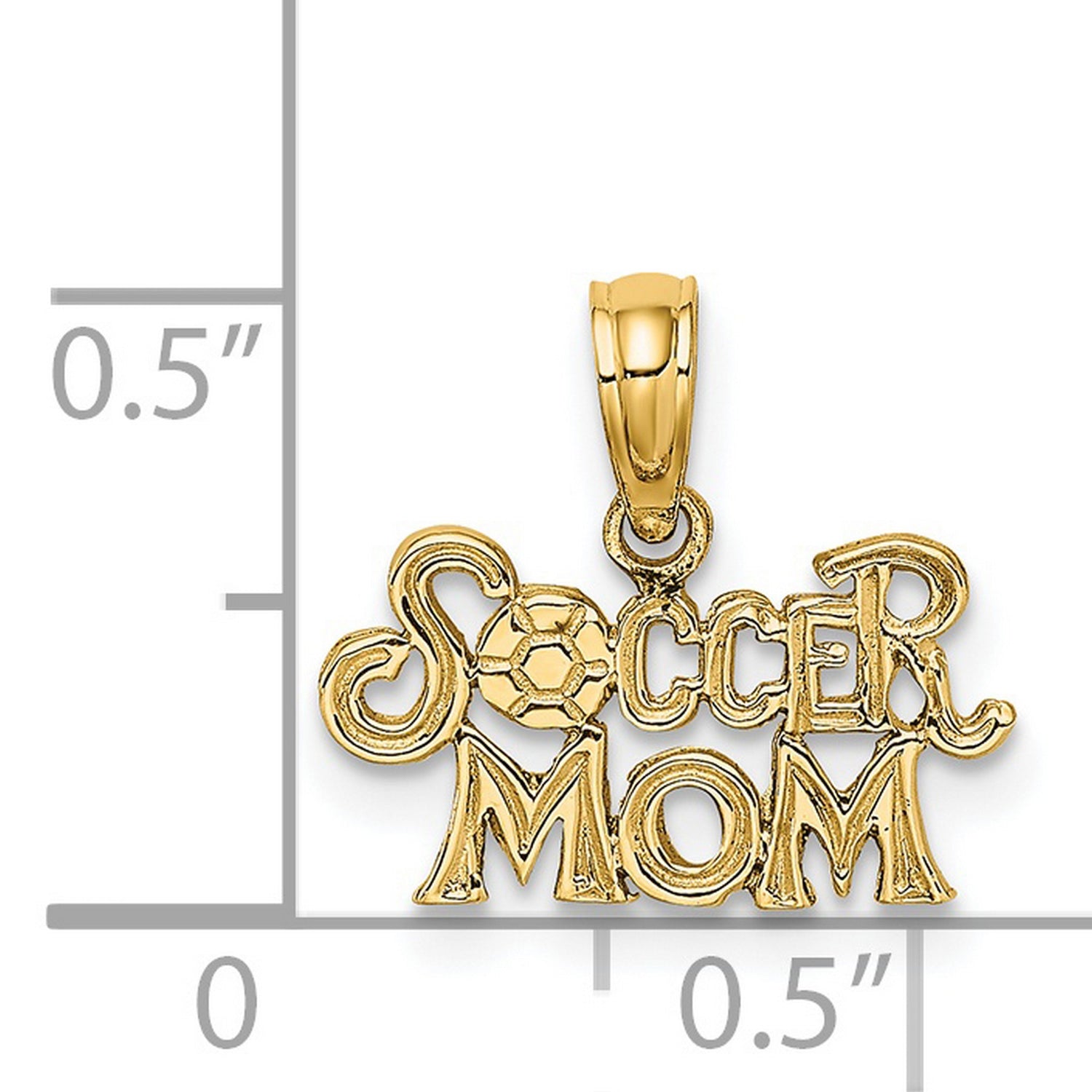 14k Yellow Gold Soccer Mom Pendant with Soccer Ball Design, Sports Charm for Women