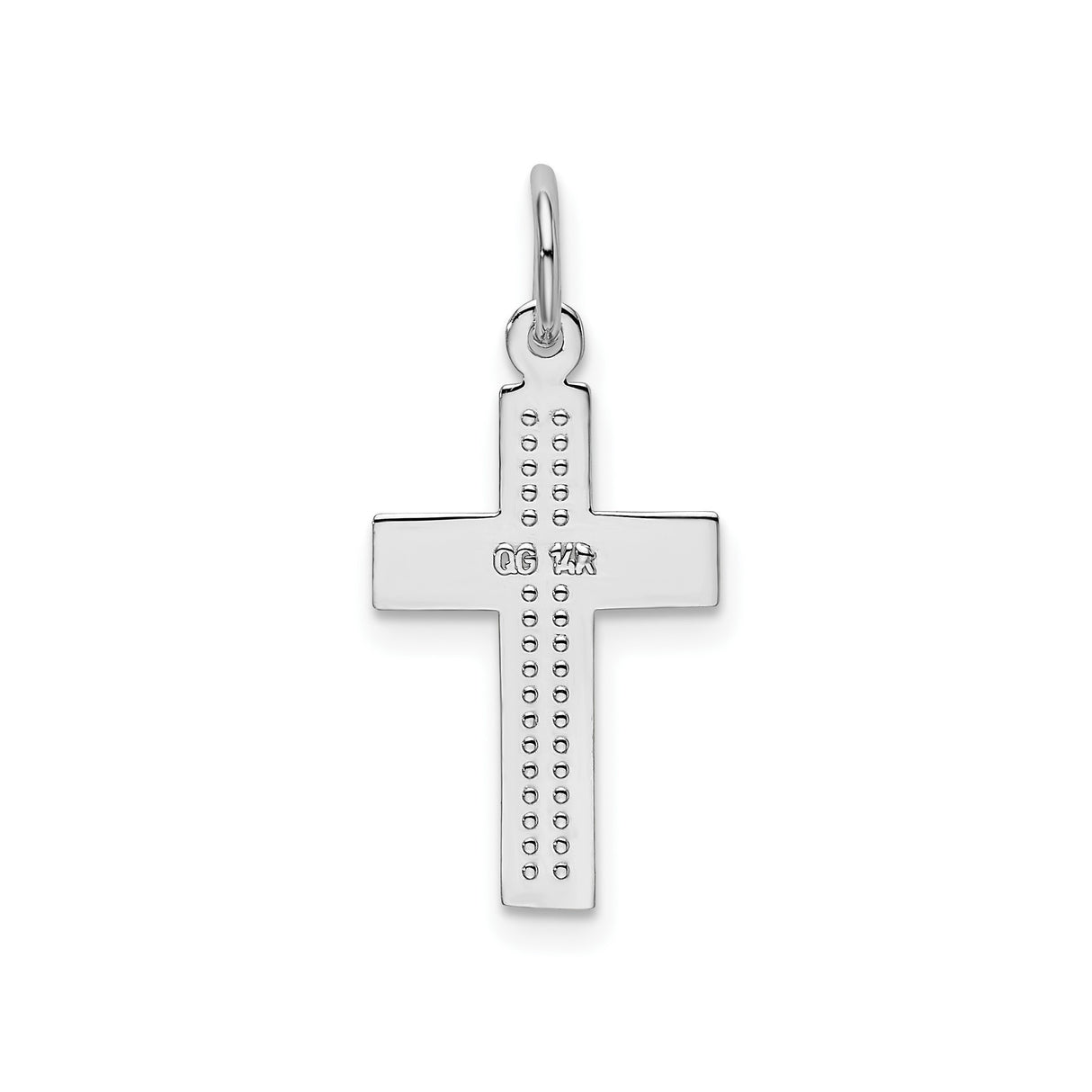 14k White Gold Latin Cross Pendant, Minimalist Polished Religious Charm, Unisex Jewelry